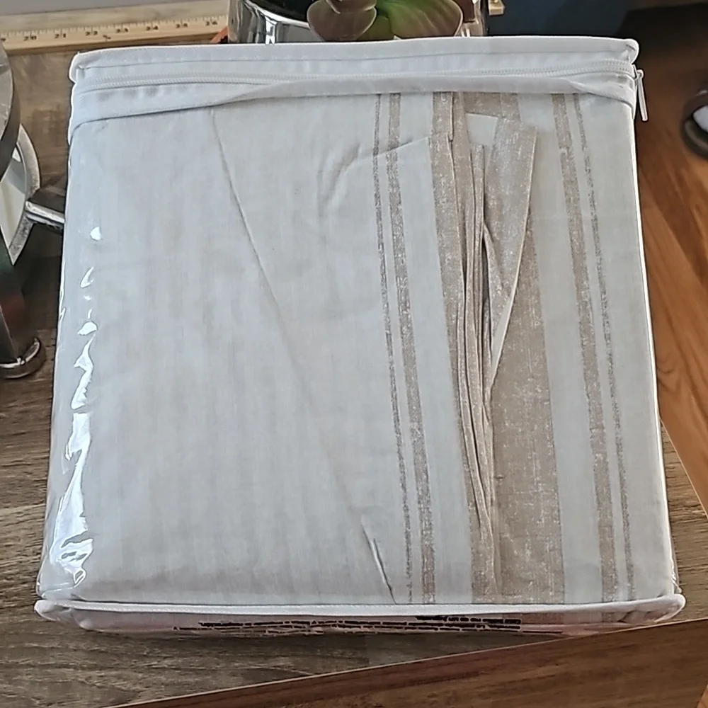 Lush Decor - 3pc King Farmhouse Stripe Reversible Duvet Set Tan Trend - Picture 12 of 14